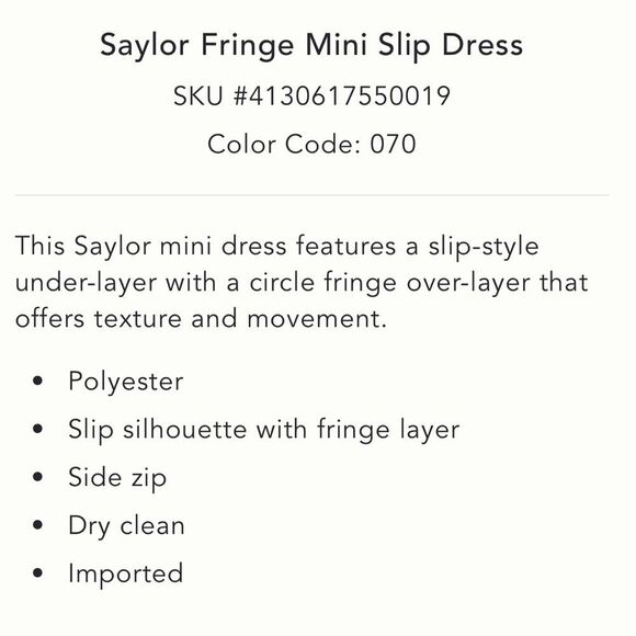 Anthropologie x Saylor Fringe Mini Slip Dress/ size XS - Picture 7 of 14